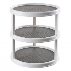 Plastic Turntable Kitchen Organizer, 360 ° Rotating Spice Rack, 3-Layer Circular Food Storage Tray
